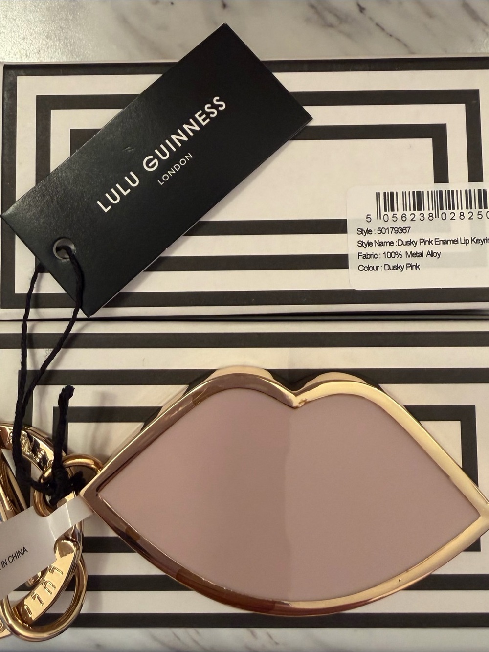 LULU GUINNESS PALE PINK LIPS KEYCHAIN
